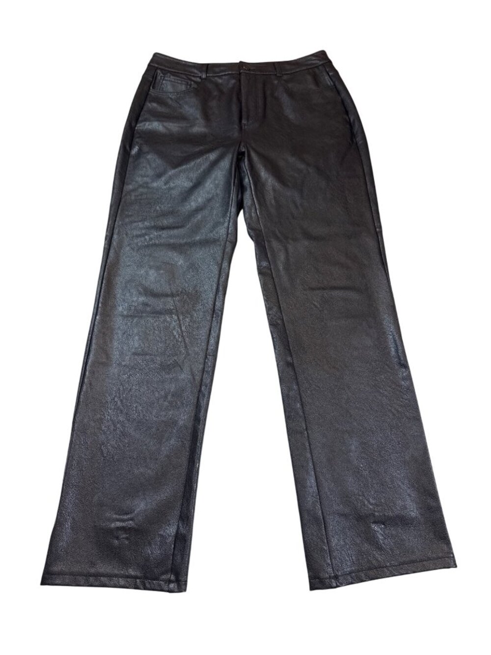 Paige Womens Faux Leather Black Straight-Leg Pants Size 29 (D1132)